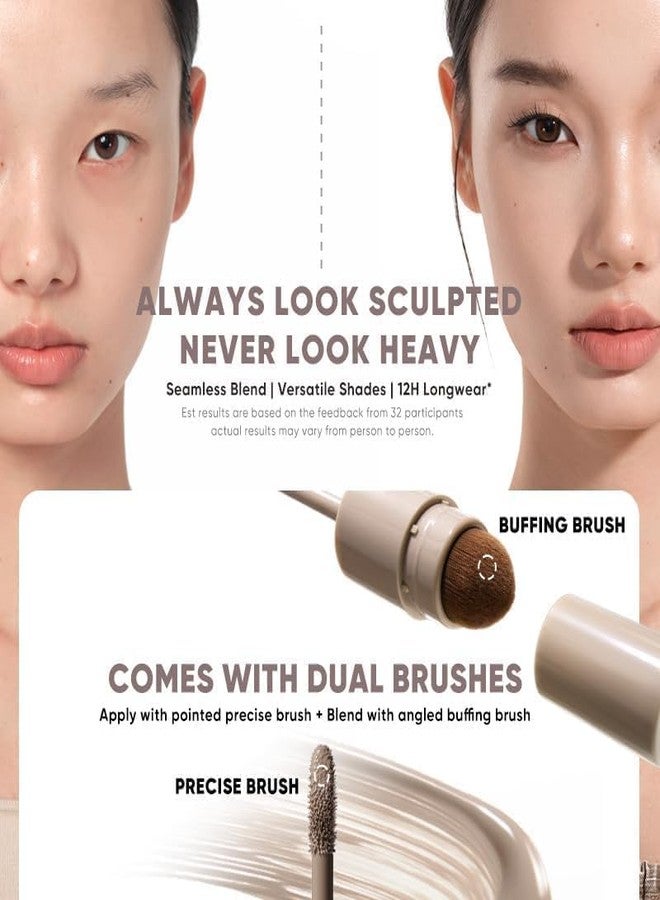 JUDYDOLL Liquid Contour & Highlighter，Face Sculpting Liquid Highlighter & Contour With Brush, Anti-Smudge & Brightening, Long-Lasting(01 Cool Gray Brown) - Image 3